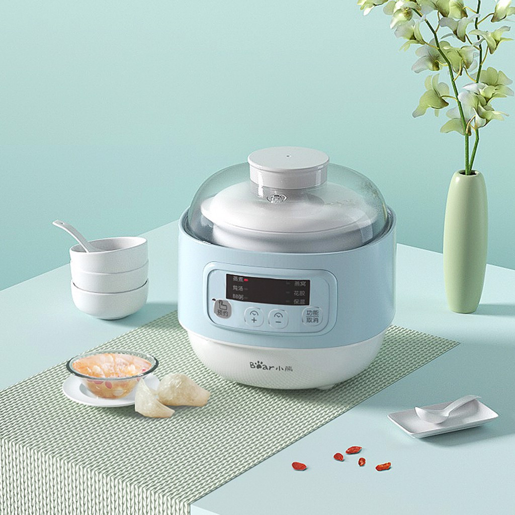 Nồi nấu cháo ninh, hầm cách thủy 4in1 bear ddz-a08g2, nồi hầm cách thủy đa năng, dung tích 0.8l, hầm cháo cho bé ăn dặm, hầm gà, chưng yến, ninh xương, nấu hấp đồ ăn siêu tiện lợi không cháy không trào