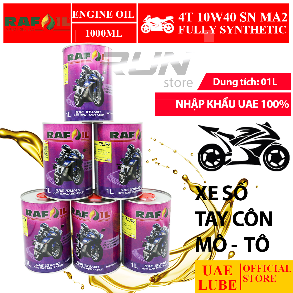Combo 6 chai nhớt Raf Oil 10W40 1L tổng hợp toàn phần