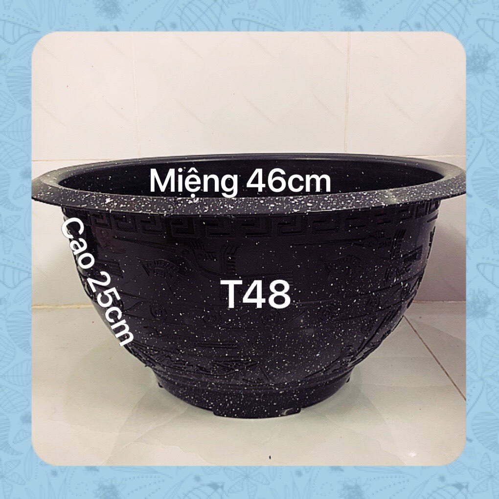 Chậu nhựa trồng cây 7 cái T48 vân đá đen