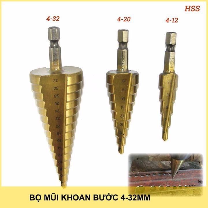 Bộ 3 mũi khoan tầng - chân lục giác
