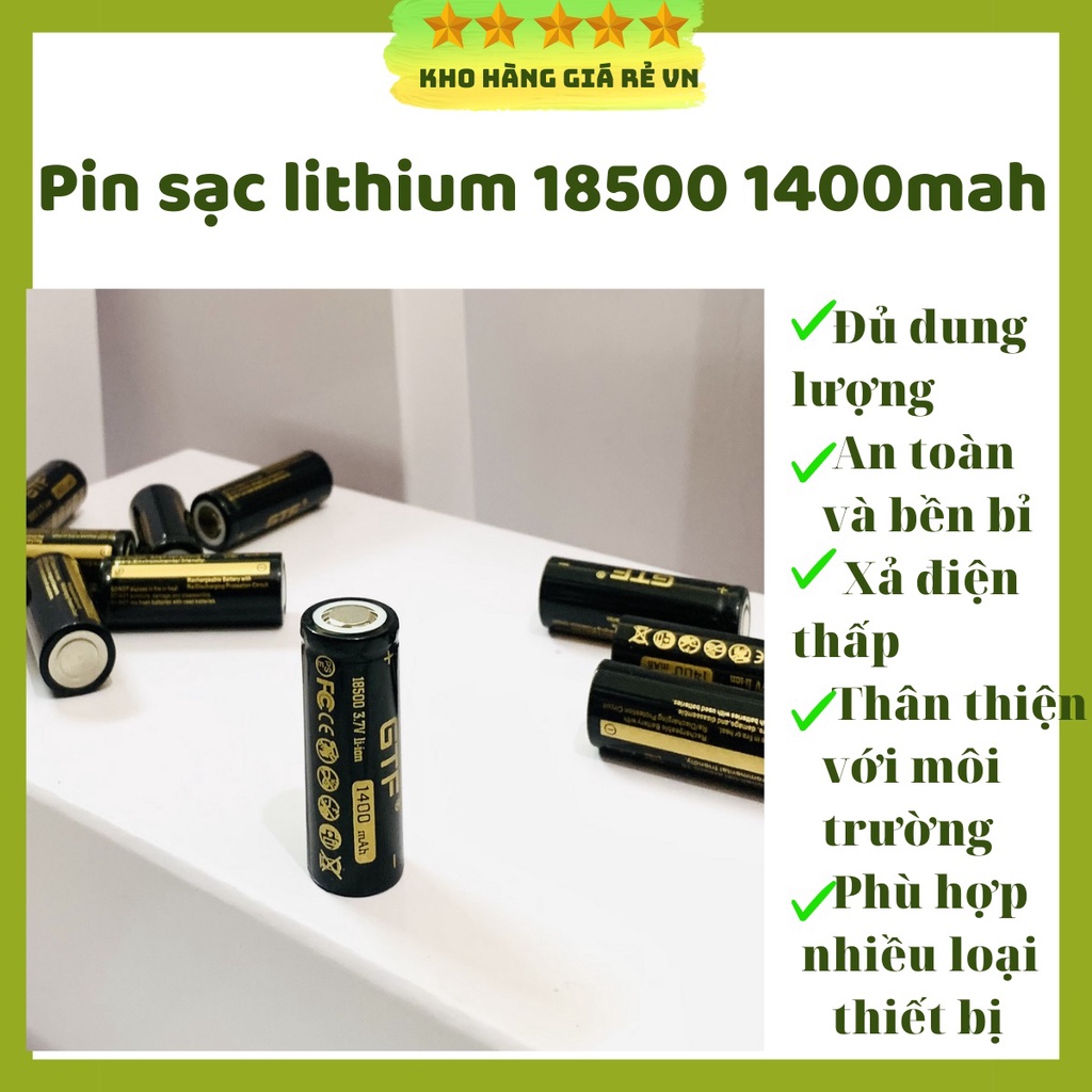 Pin sạc lithium 18500 1400mah 3.7v pin sạc lại