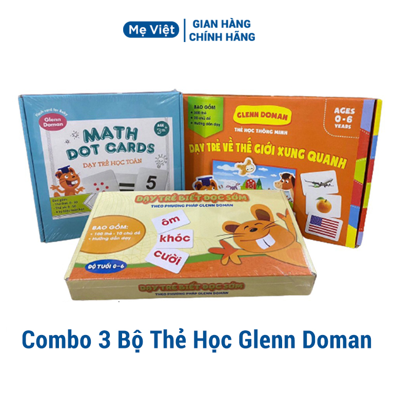 Combo 3 Bộ Thẻ Học Cho Bé Thông Minh Chuẩn Glenn Doman Học Đọc, Toán Và Thế Giới Xung Quanh