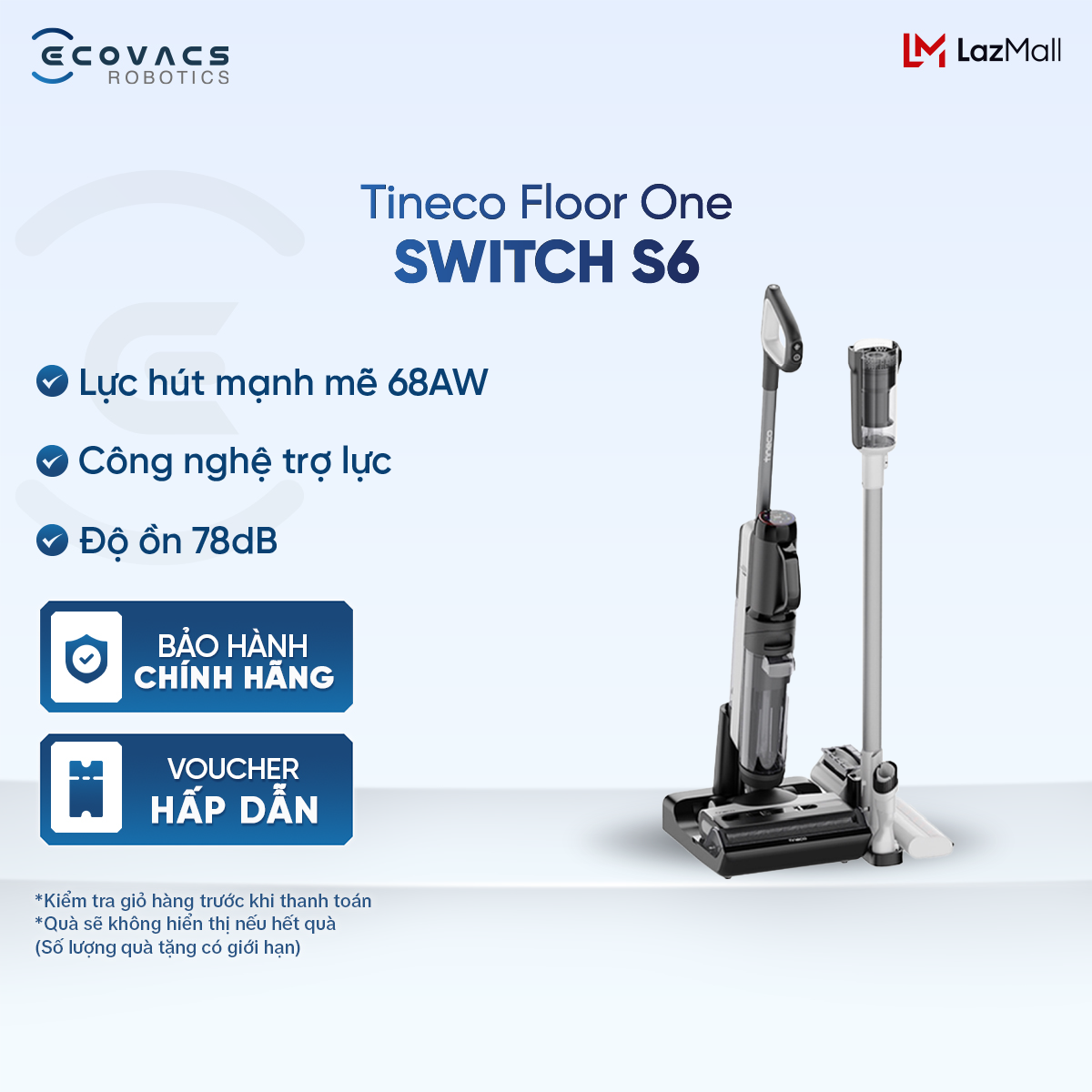 Tineco Floor One Switch S6 Smart Floor Cleaning Vacuum Cleaner - Full Chain Drying - Disinfection - Super Durable Battery - 12 Months Warranty