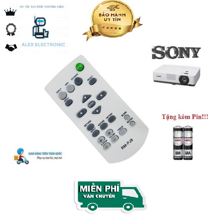 Remote điều khiển máy chiếu sony rm-pj8- hàng chính hãng mới 100% tặng kèm pin-điện tử alex
