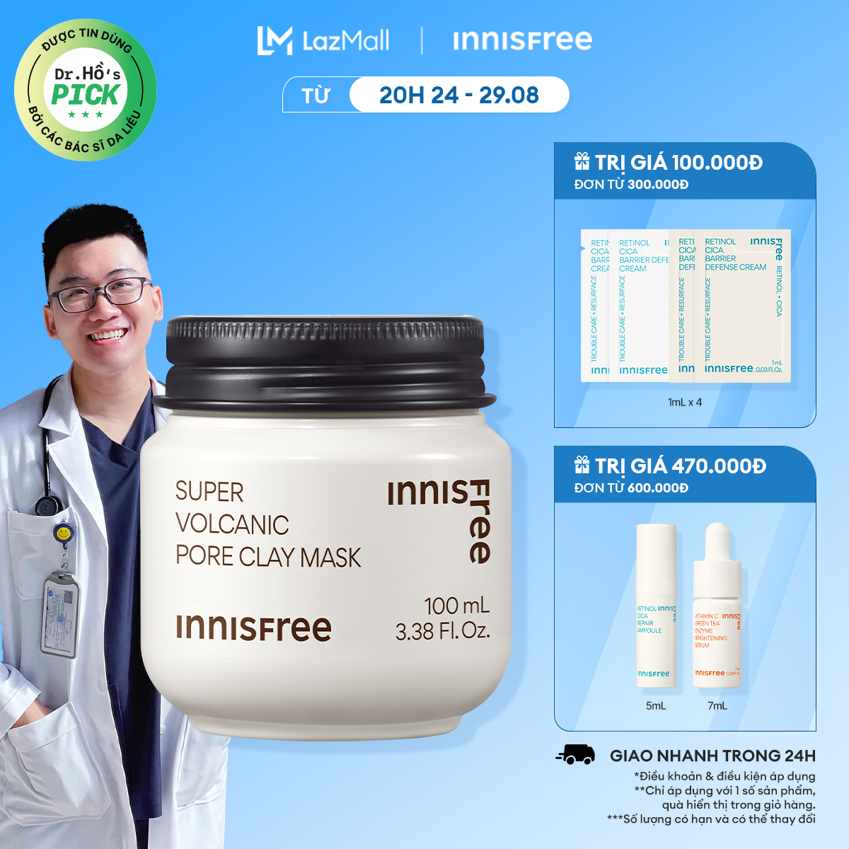 Siêu mặt nạ chăm sóc lỗ chân lông INNISFREE Super Volcanic Pore Clay Mask