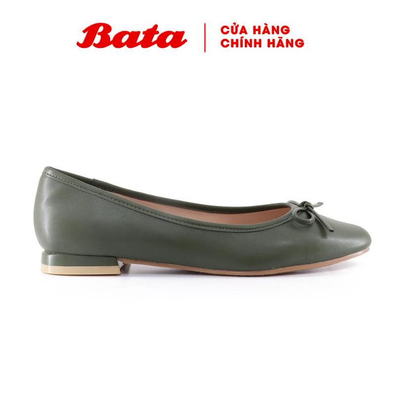 Giày búp bê mũi nhọn màu xanh rêu bata 551-7122