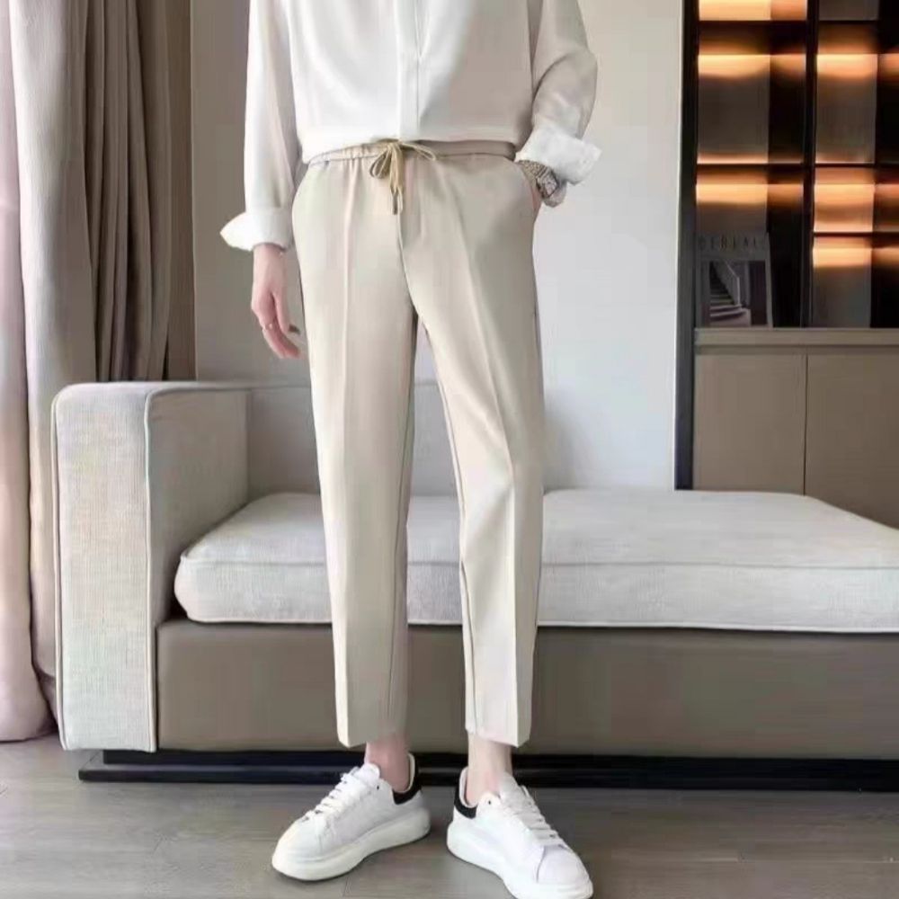 Quần âu nam hàn quốc chống nhăn ống suông, quần tây nam ống rộng cạp chun co giãn công sở ống rộng GOZIN.STORE