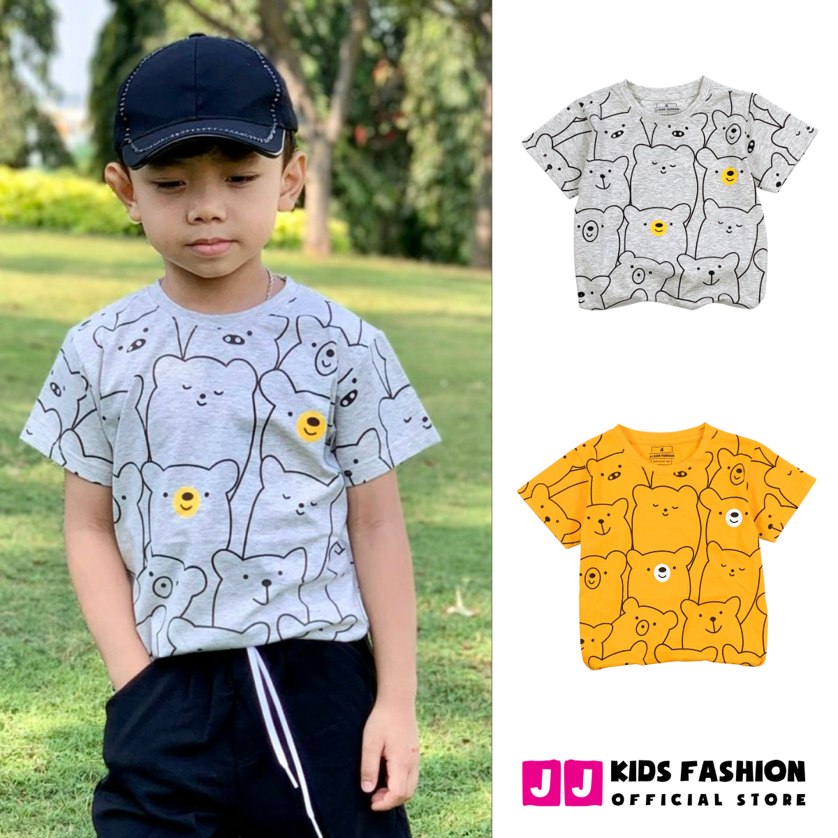 Áo thun bé trai, áo phông bé trai cộc tay cổ tròn in Happy Face full size| FREESHIP MAX - JJ Kids Fashion