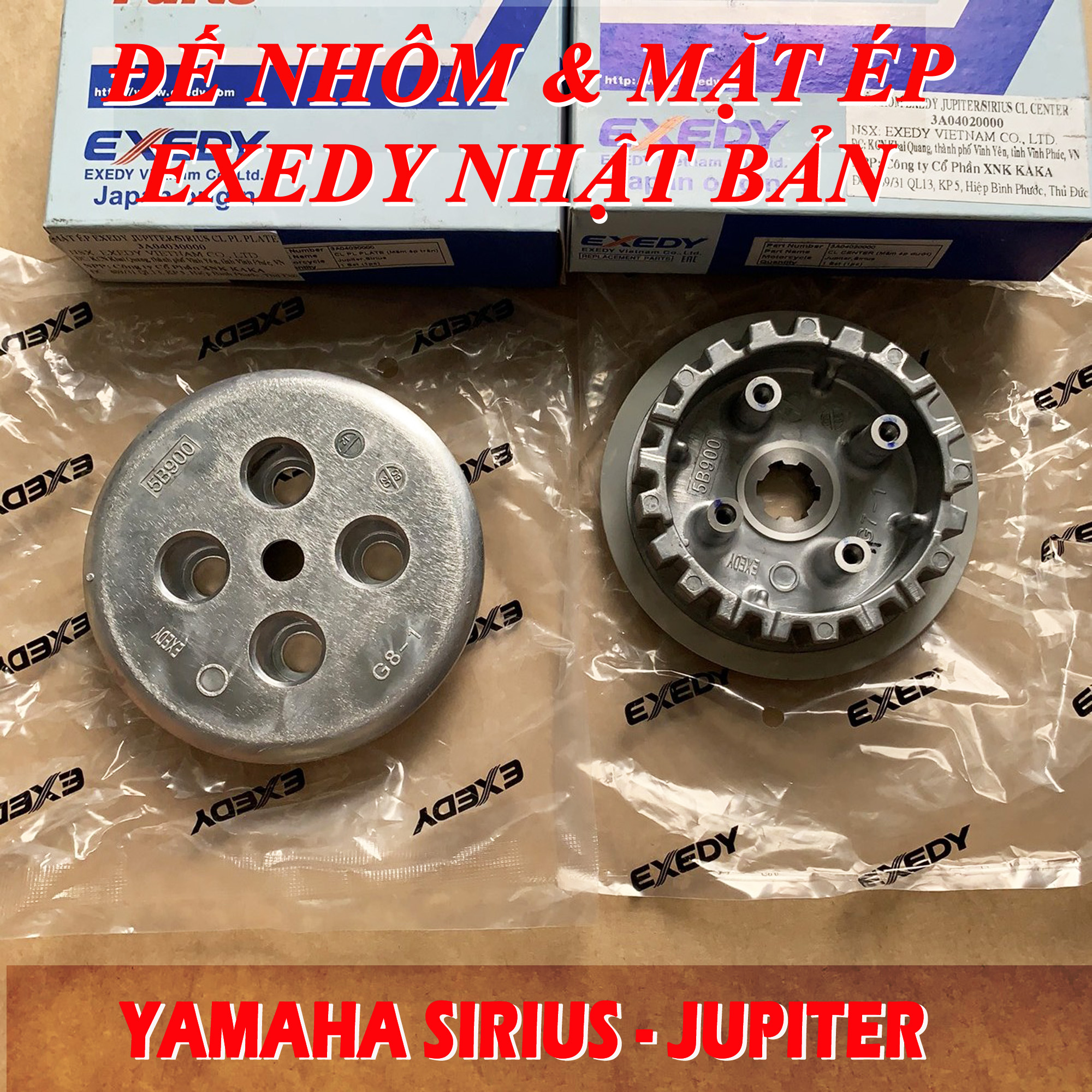 Combo đế nhôm và mặt ép nồi cho Yamaha Sirius / Jupiter xăng cơ - Exedy Nhật bản