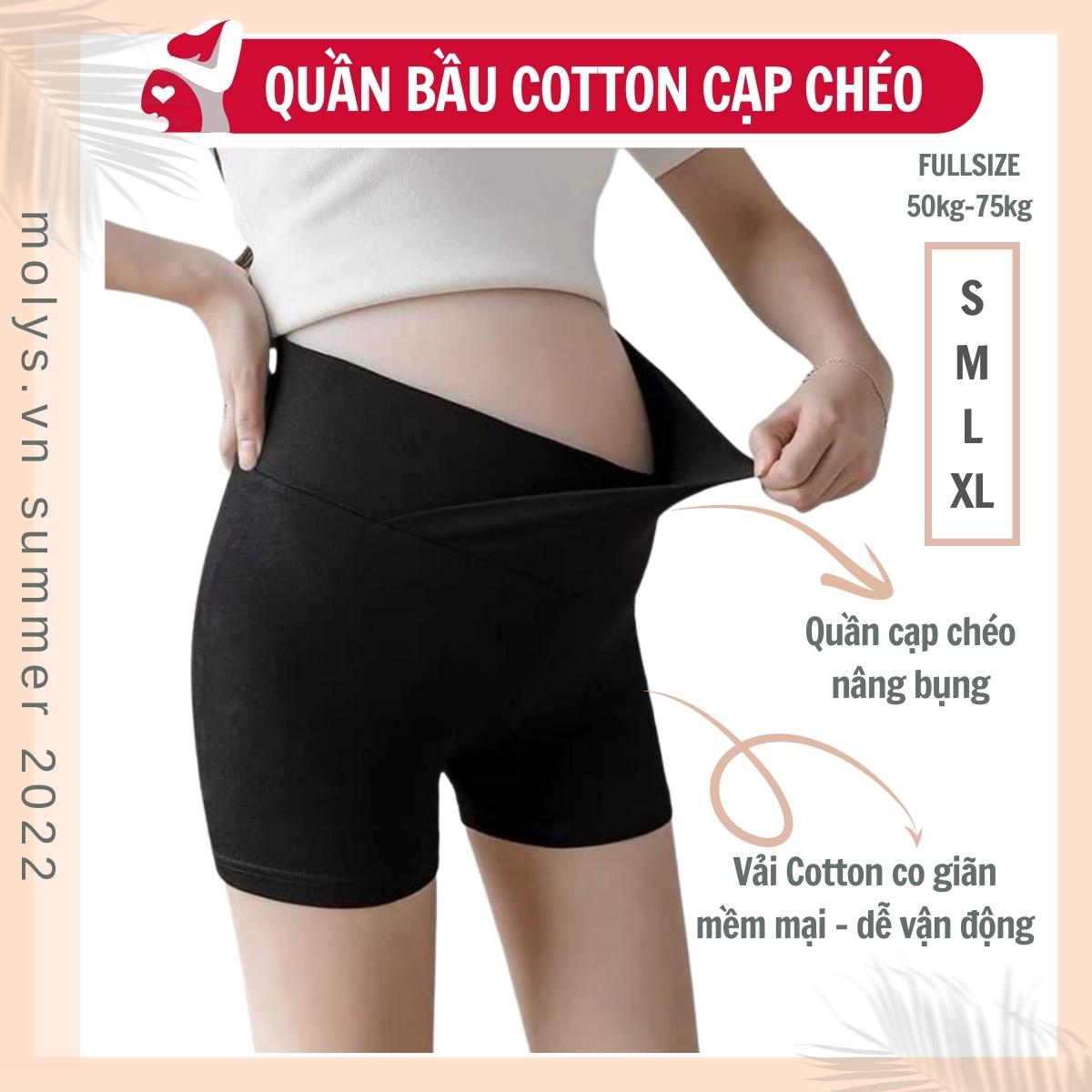 Quần đùi bầu quần sooc bầu cạp chéo nâng bụng dễ phối đồ cho mẹ bầu 2022