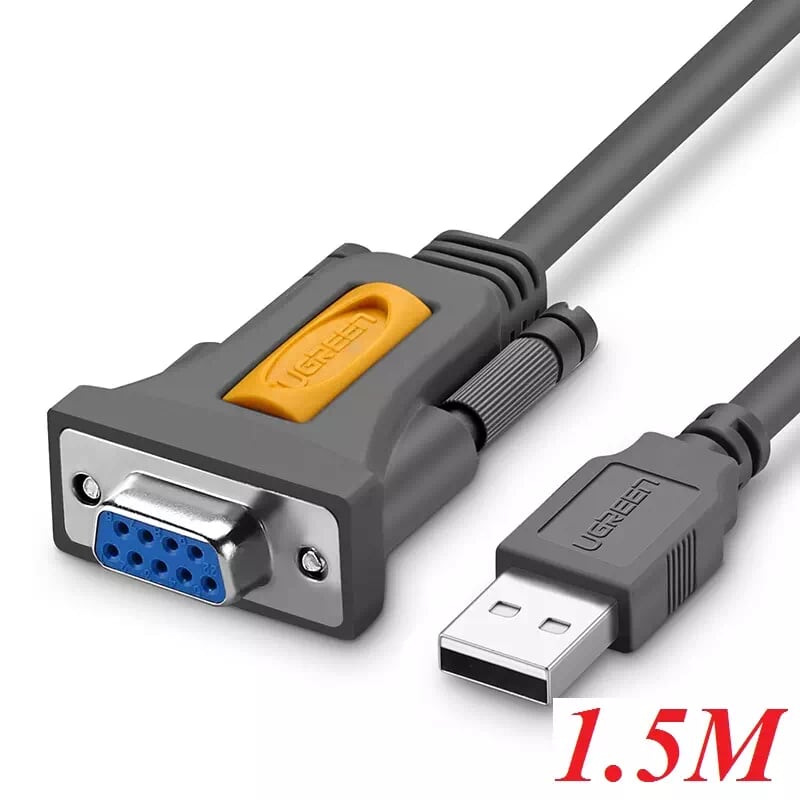 Ugreen 20201 1.5m cáp tín hiệu chuyển đổi usb 2.0 sang com âm rs232 cao cấp cr104