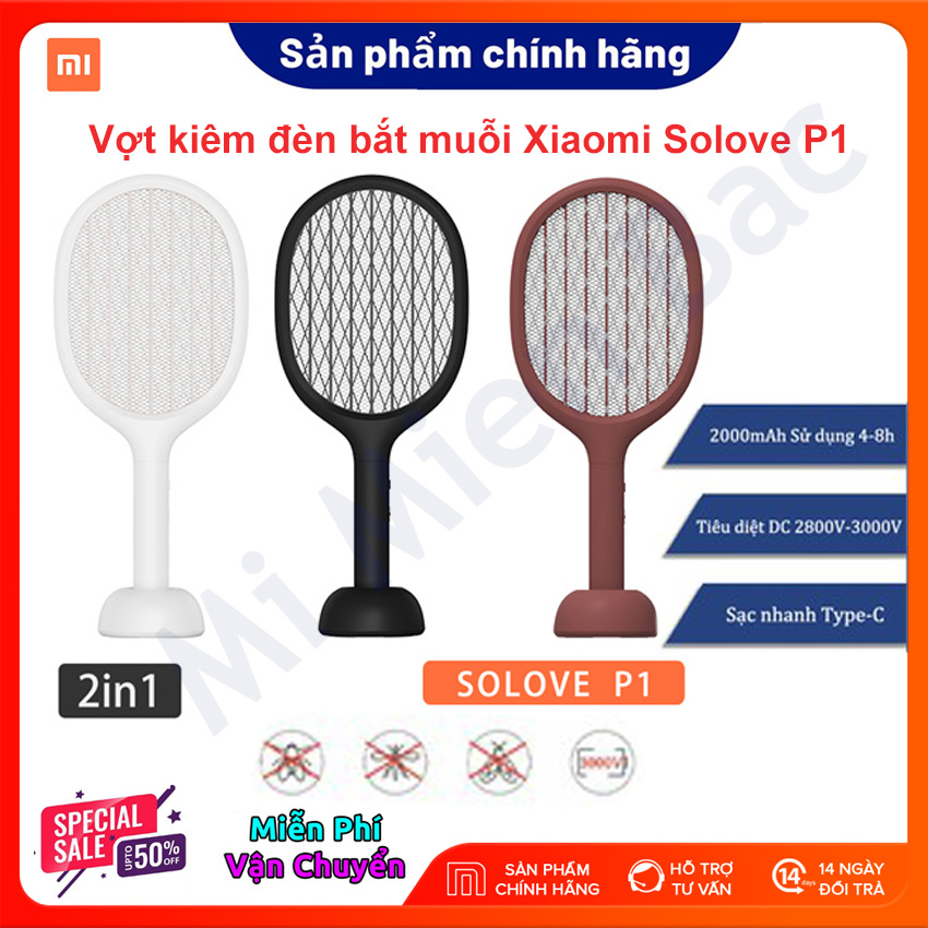 [CHÍNH HÃNG] Vợt muỗi Xiaomi, vợt bắt muỗi thông minh Xiaomi Solove P1, 2 Chế Độ Vợt Muỗi Kiêm Đèn Bắt Muỗi CAO CẤP, AN TOÀN, Có Đèn Thu Hút Muỗi, Pin Trâu 1 Tháng, Sạc Type-C – Chính Hãng Xiaomi – BH 6 Th