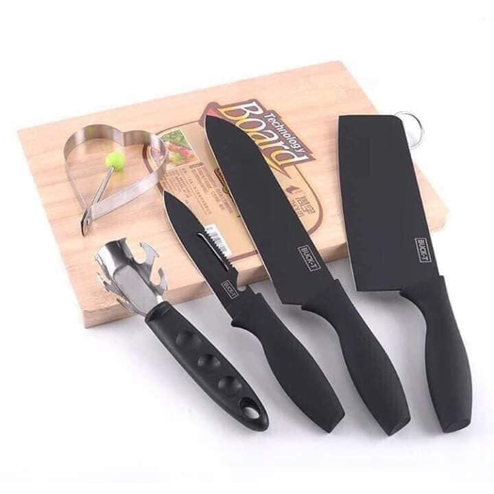 Bộ dao 5 món làm bếp đa năng thép hợp kim không gỉ cao cấp - bộ dao buck black