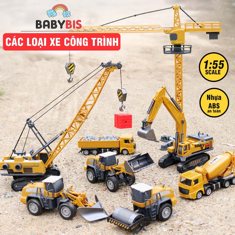 Đồ chơi mô hình xe công trình xây dựng cho bé, xe cứu hỏa, xe rác, xe nông nghiệp nhựa ABS an toàn, bền đẹp rất nhiều loại xe kiểu dángBabybis