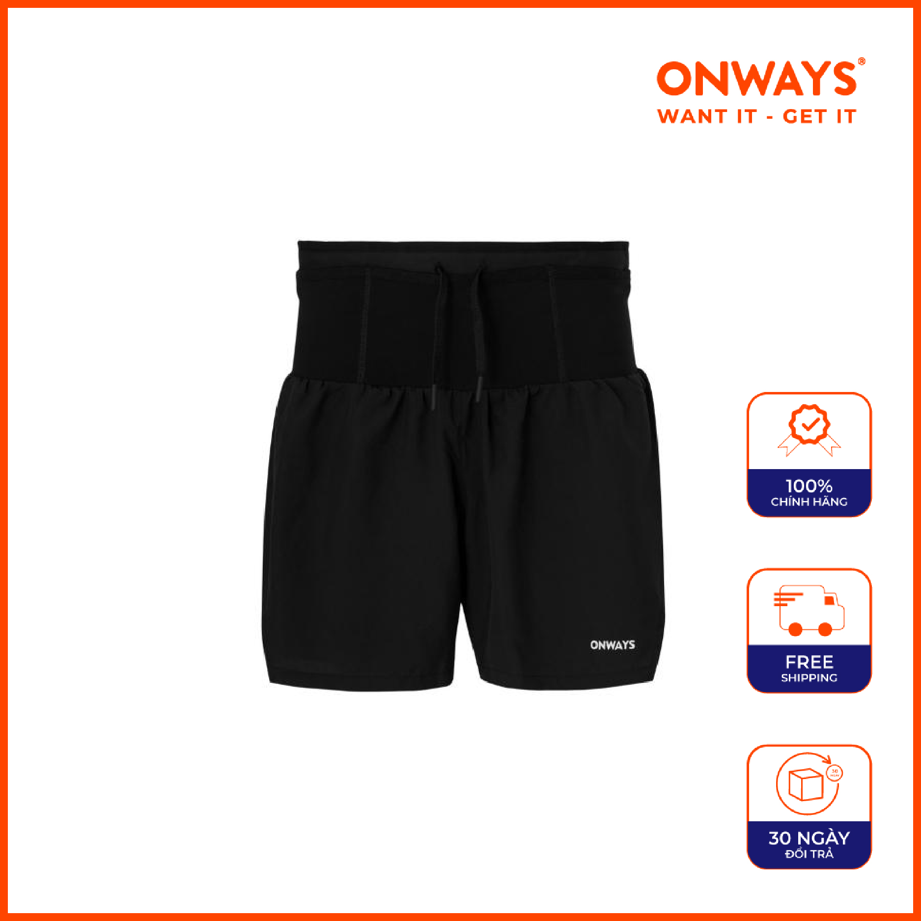Onways quần short dù thể thao nam có túi thắt lưng siêu tiện lợi, mỏng nhẹ, nhanh khô, kháng khuẩn, co giãn tốt jayden running plus belt short o12050mb