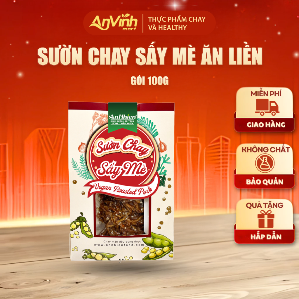 Sườn Chay An Nhiên Sấy Mè 100gr - Thực Phẩm Đóng Gói Khô Không Chất Bảo Quản