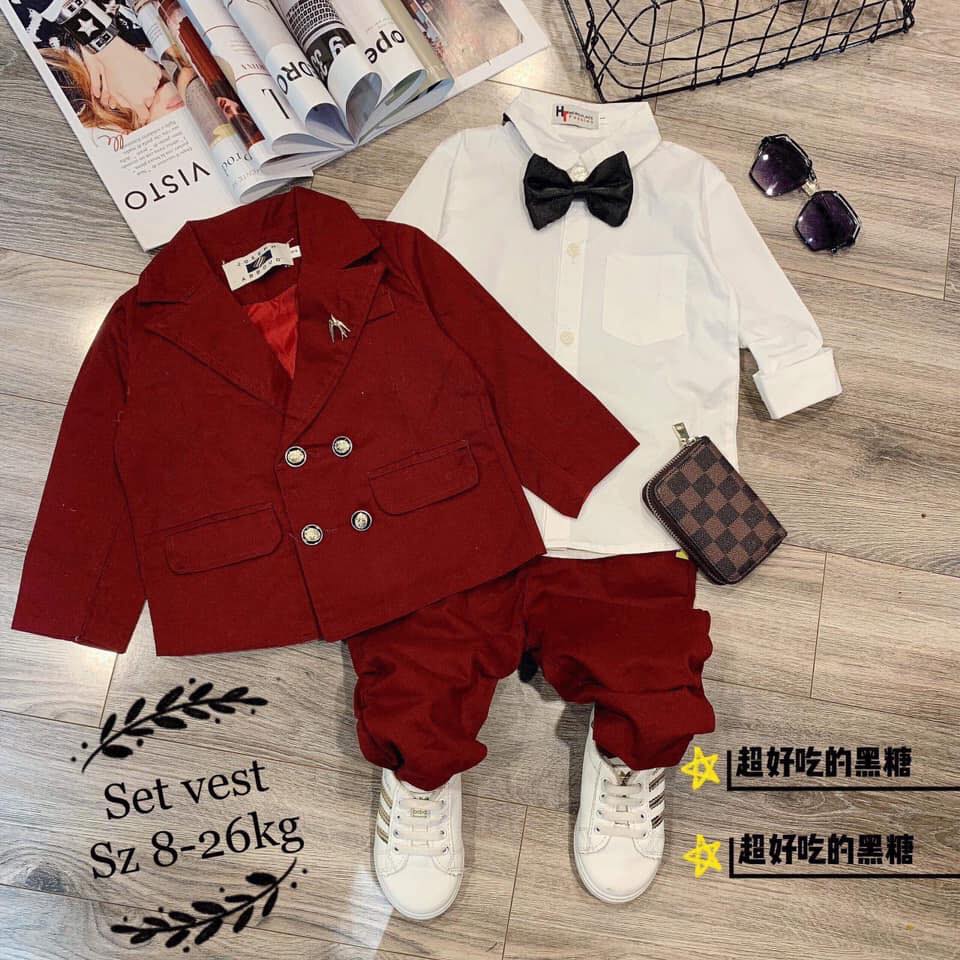 Set Vest kaki màu 4 món cho bé trai