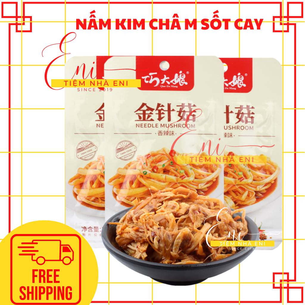 [XẢ KHO] Nấm kim châm gói 22gr vị sốt cay / chua cay - Nấm Kim Châm Cay Tứ Xuyên Ăn Liền Đồ Ăn Vặt Trung Quốc Cay Cay Giòn Giòn Siêu Ngon tiệm nhà Eni