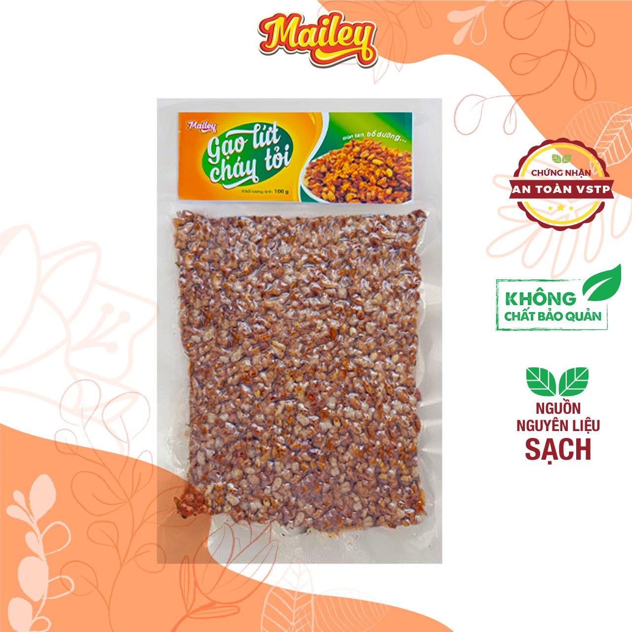 Gạo lứt cháy tỏi ăn liền mailey gói nhỏ 100g