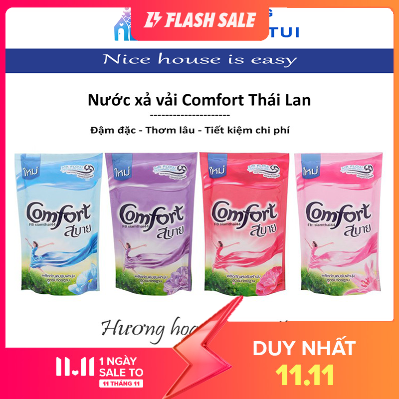 [Hàng Chính Hãng] Nước Xả Vải Comfort Thái Lan Dạng Túi  580ml , Hương Hoa Thiên Nhiên, Nhiều Màu, Giao Ngẫu Nhiên
