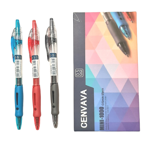 Hộp 12 bút gel bấm cenvava 1000 - ngòi 0.5mm siêu êm