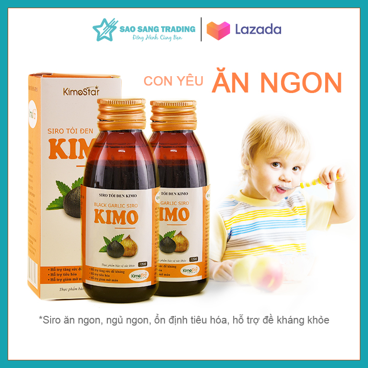 [KÈM QUÀ] CB 2 chai Siro tỏi đen KIMO 125ml  Siro ăn ngon, đề kháng khỏe, hết biếng ăn, tiêu hóa tốt cho bé từ 2 tuổi