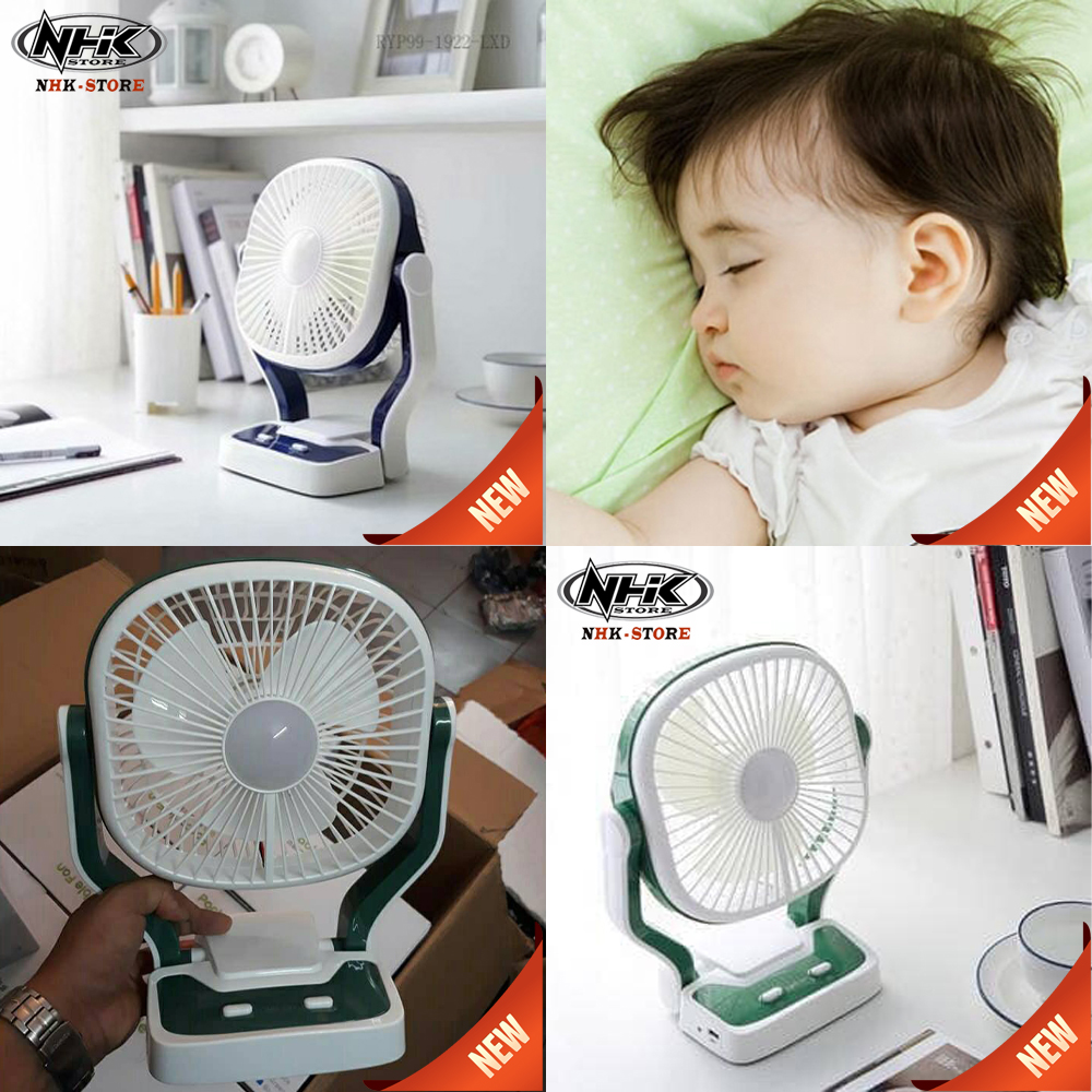 Quạt Tích Điện, Quạt Thông Minh, Tích Hợp Giữa Đèn LED Và Sạc Dự Phòng Vô Cùng Tiện Lợi - Dung Lượng Pin Dùng Trên 5 Giờ - Tặng Móc Treo Silicon - Mua Ngay !