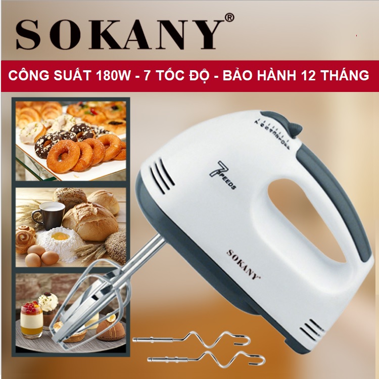 Máy đánh trứng đánh kem nhồi bột cầm tay sokany công suất180w - skn133