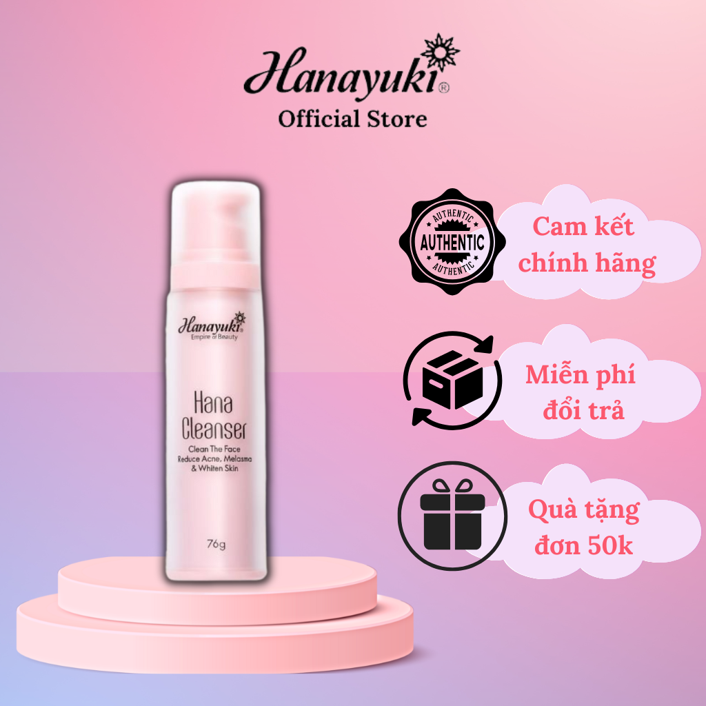 Sữa rửa mặt hanayuki dịu nhẹ cho da nhạy cảm không bọt 76g - sữa rửa mặt hana cleanser dịu nhẹ - srm hanayuki chính hãng - mỹ phẩm đoàn di băng chính hãng