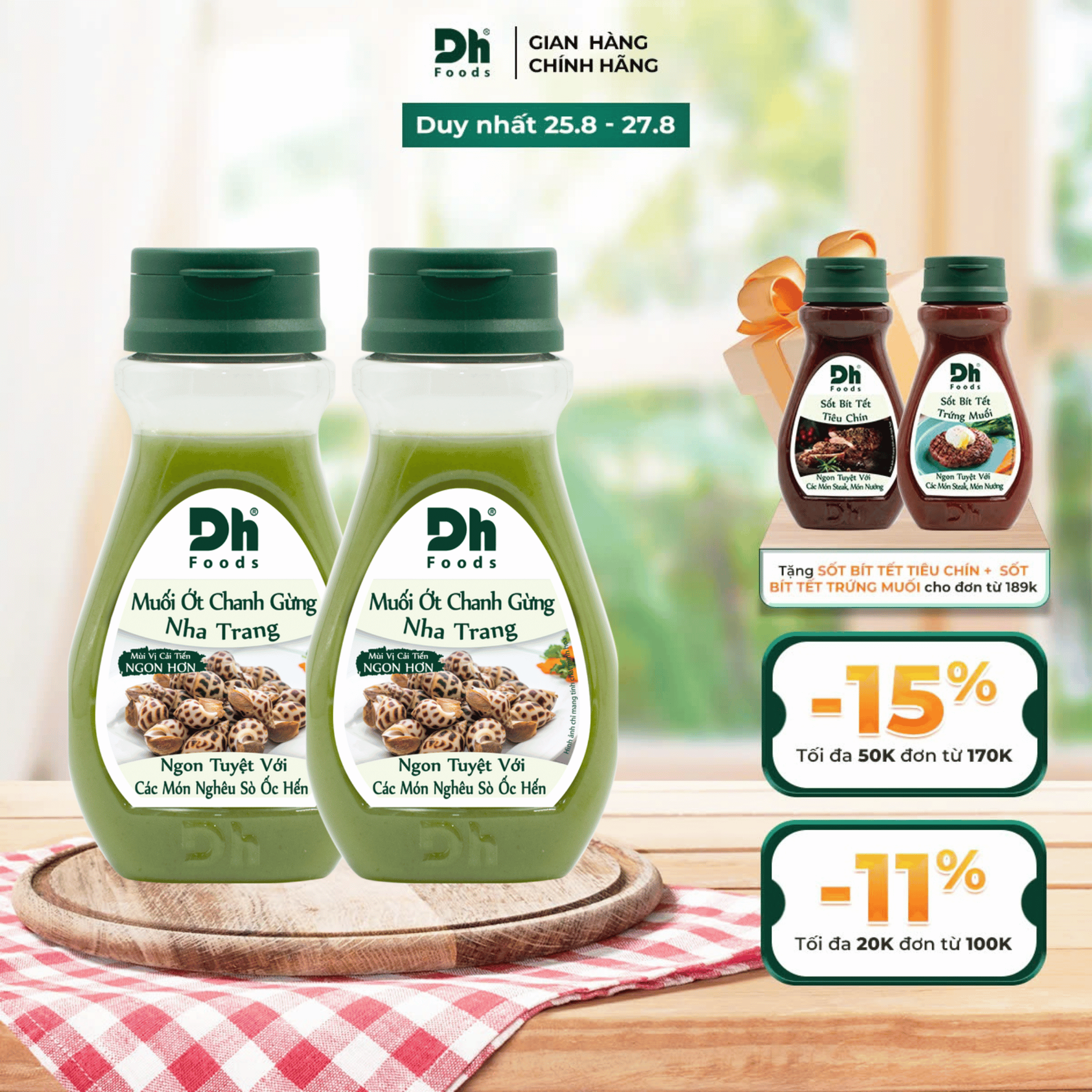 Combo 2 hũ Muối Ớt Chanh Gừng kiểu Nha Trang Dh Foods