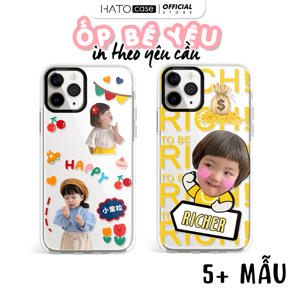 In ốp theo yêu cầu HATO Case ốp lưng điện thoại in hình mặt em bé cho tất cả dòng máy iPhone, Samsung, Xiaomi
