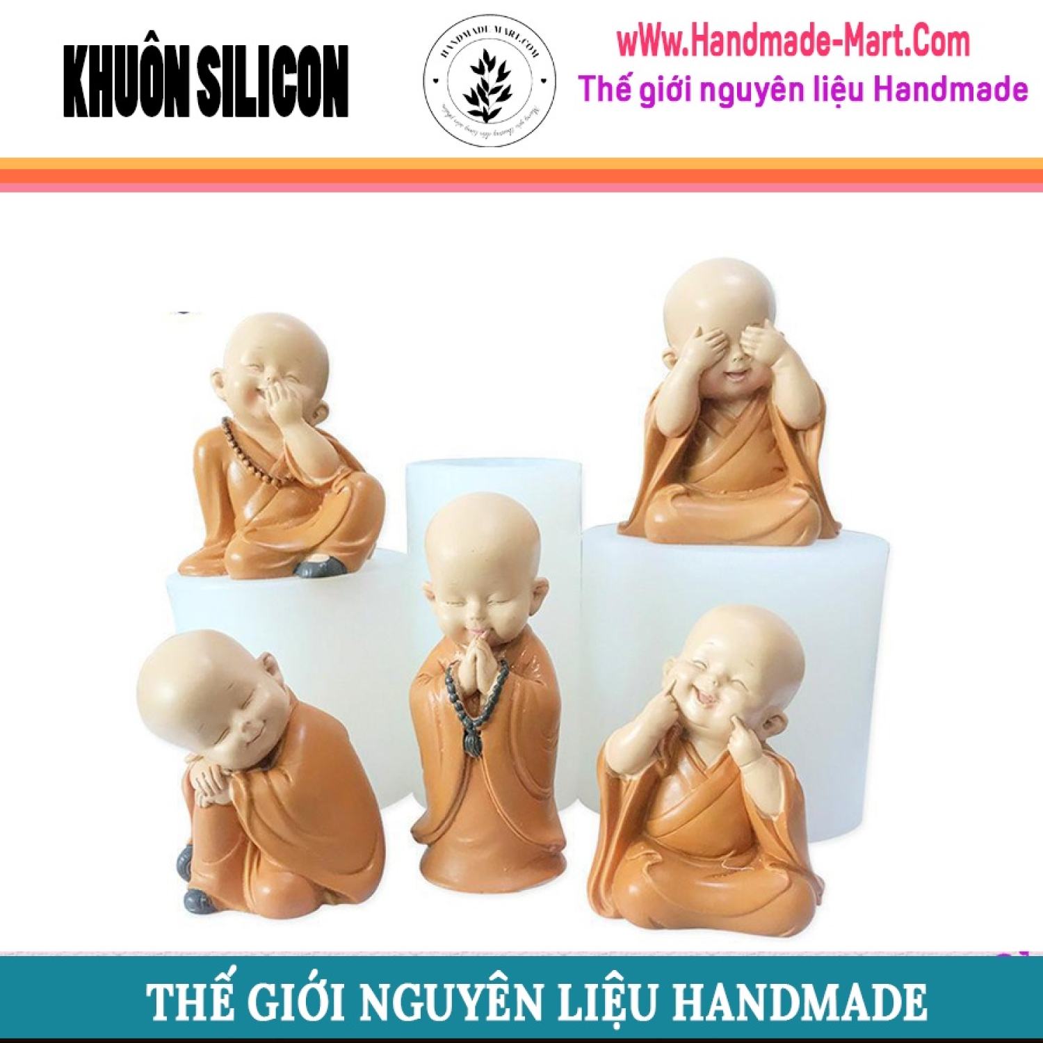 Khuôn silicone nghệ thuật hình chú tiểu đủ kiểu - Khuôn nghệ thuật handmade chuẩn DIY