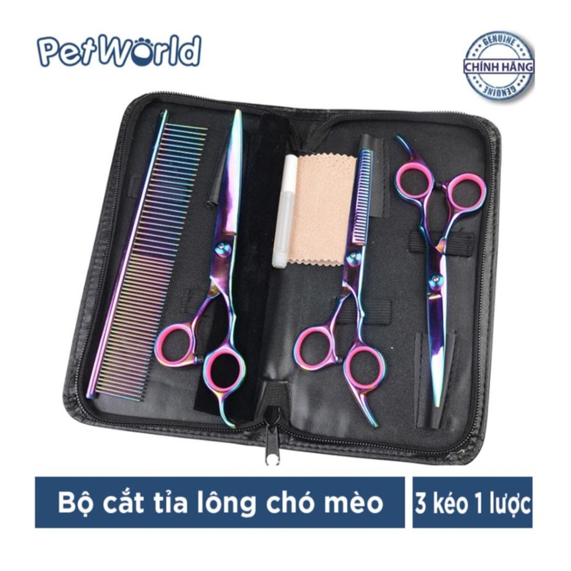 Bộ cắt tỉa lông chó mèo Freelander -  3 kéo 1 lược 800