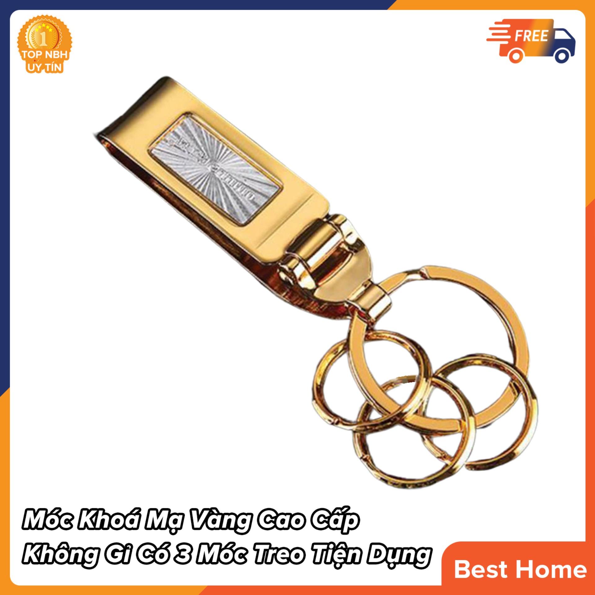 Đồ dùng xe hơi móc khóa cài quần mạ vàng không gỉ - Kẹp cài thắt lưng móc khóa - 1 bộ móc treo gồm 3 chiếc cao cấp