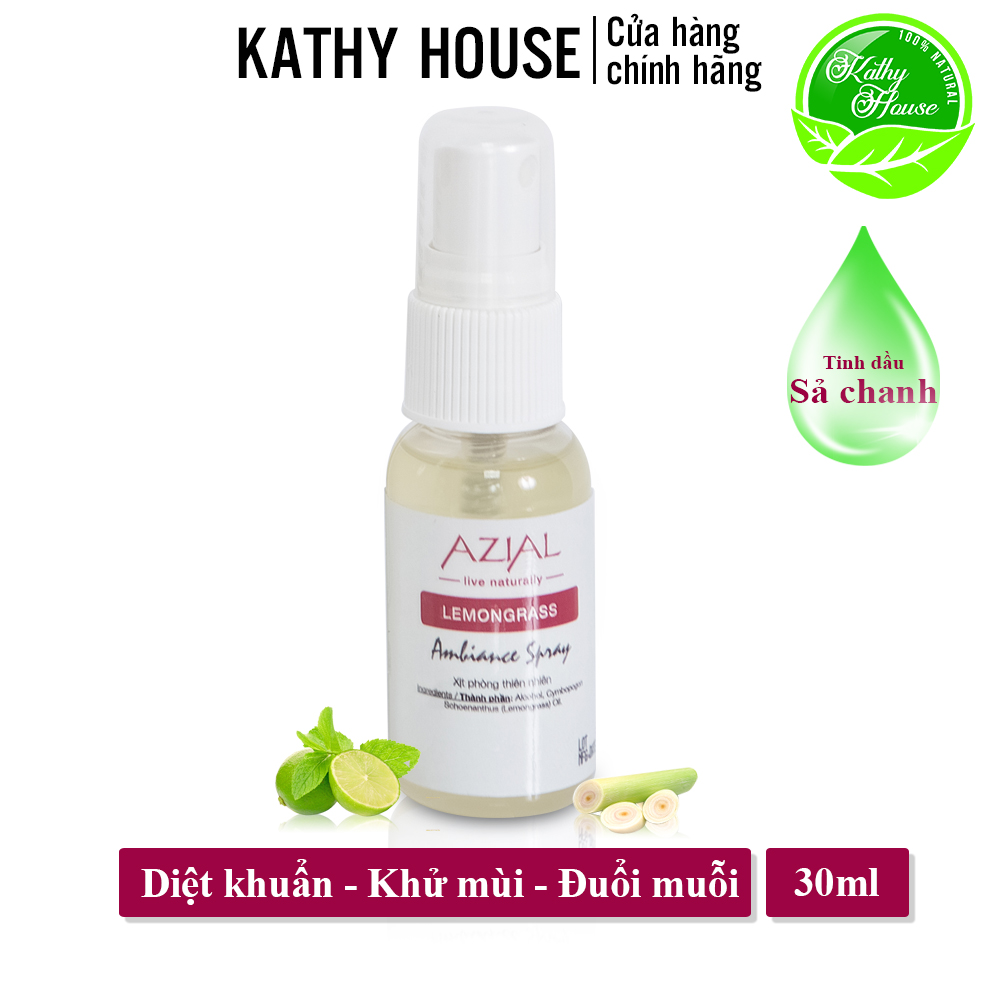 Tinh dầu xịt phòng đuổi muỗi  sả chanh Azial Lemongrass, khử mùi, thanh lọc không khí 30ml