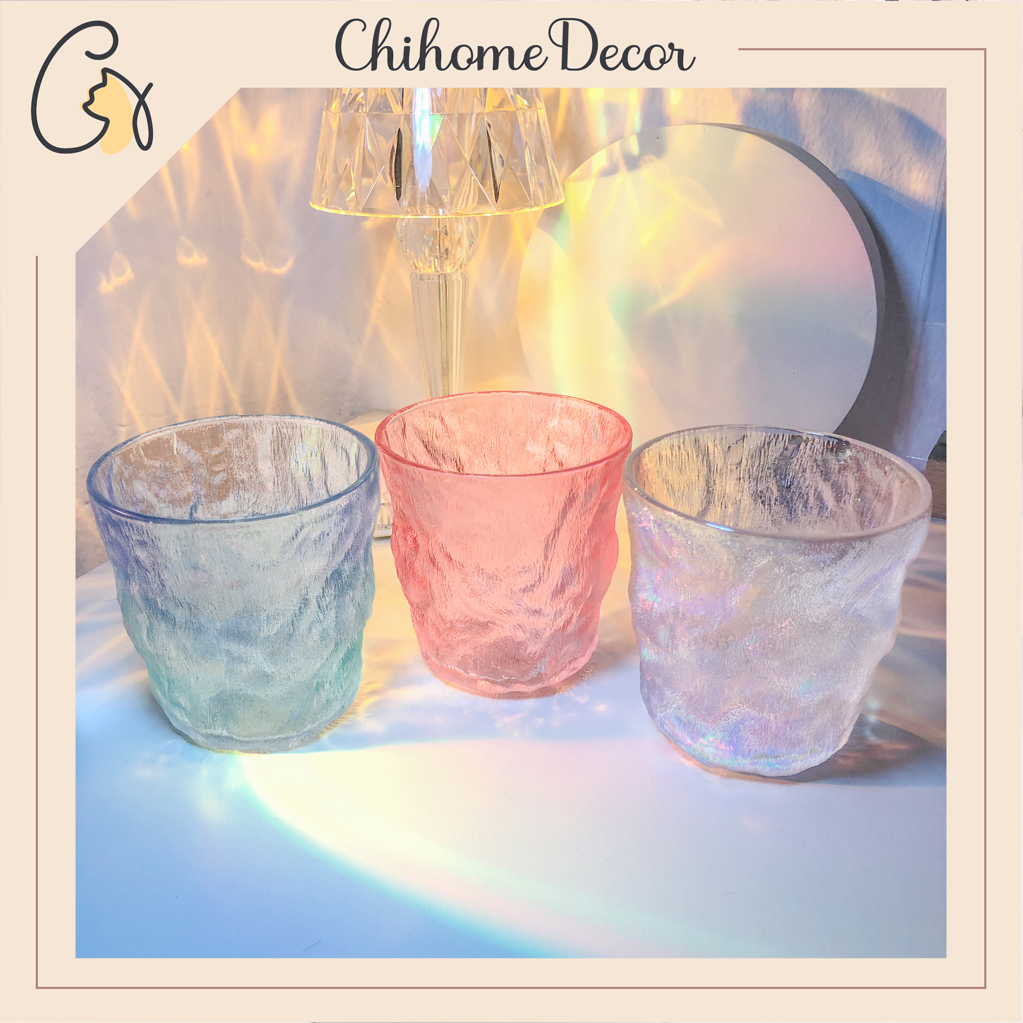 Cốc vân băng đá - thủy tinh chịu nhiệt nhiều màu 300ml - chihome decor
