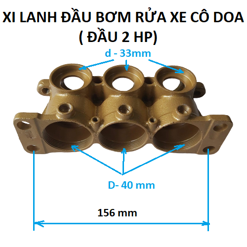 Phụ tùng đầu bơm rửa xe cô doa 2 HP - Xy lanh, buồng áp, buồng hút đầu bơm 2HP