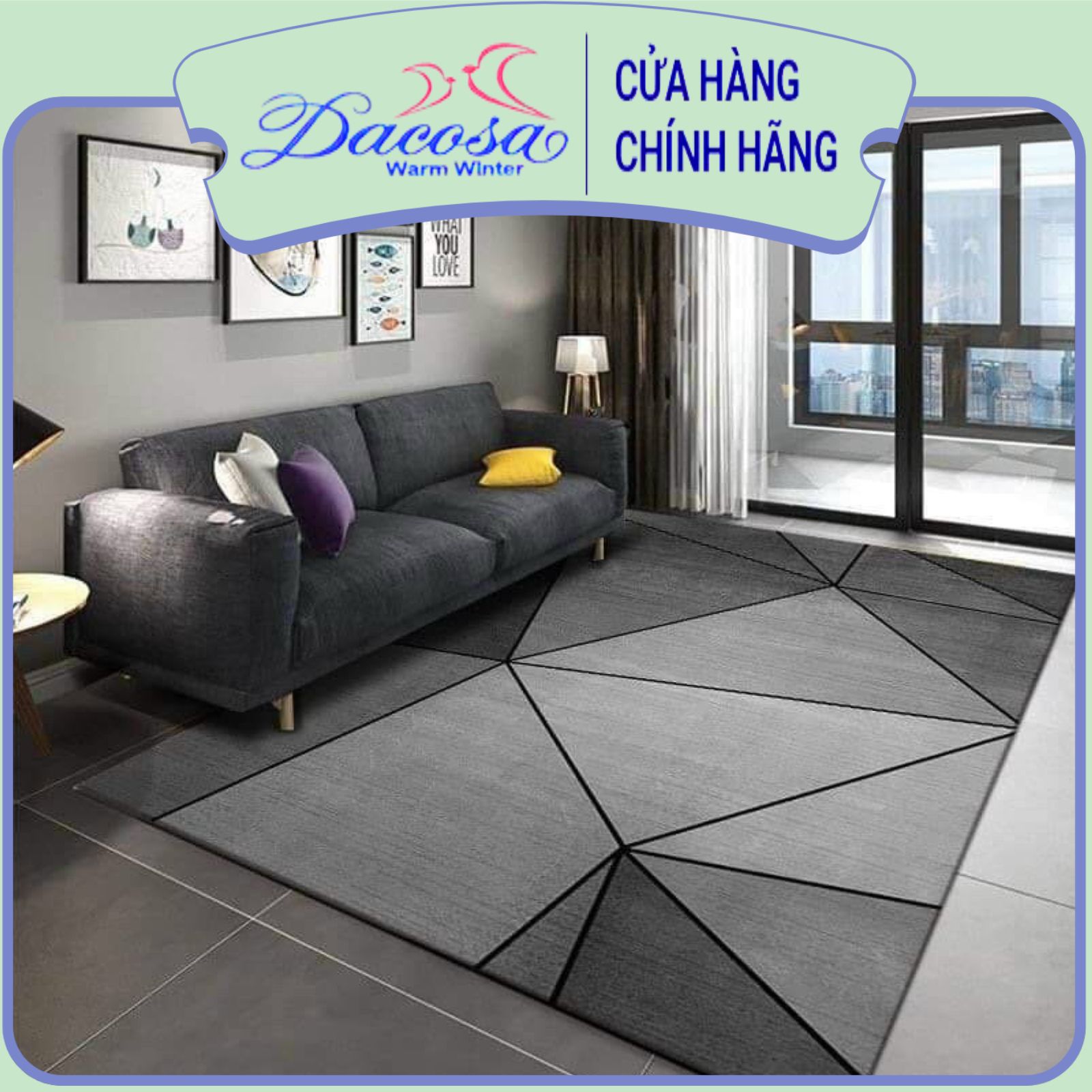 Thảm lì Bali trải sàn cao cấp trang trí sofa phòng khách sang trọng hiện đại