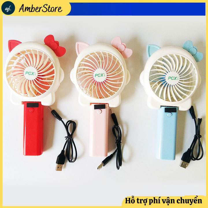 Quạt sạc pin cầm tay mini PCX - Hình tai thỏ siêu đáng yêu – Nhỏ gọn cầm tay hoặc để bàn – Có sạc pin dự trữ –Tiện lợi sử dụng khi đi chơi, đi du lịch, cho bé cầm theo khi ra ngoài -Bảo hành uy tín 1 đổi 1