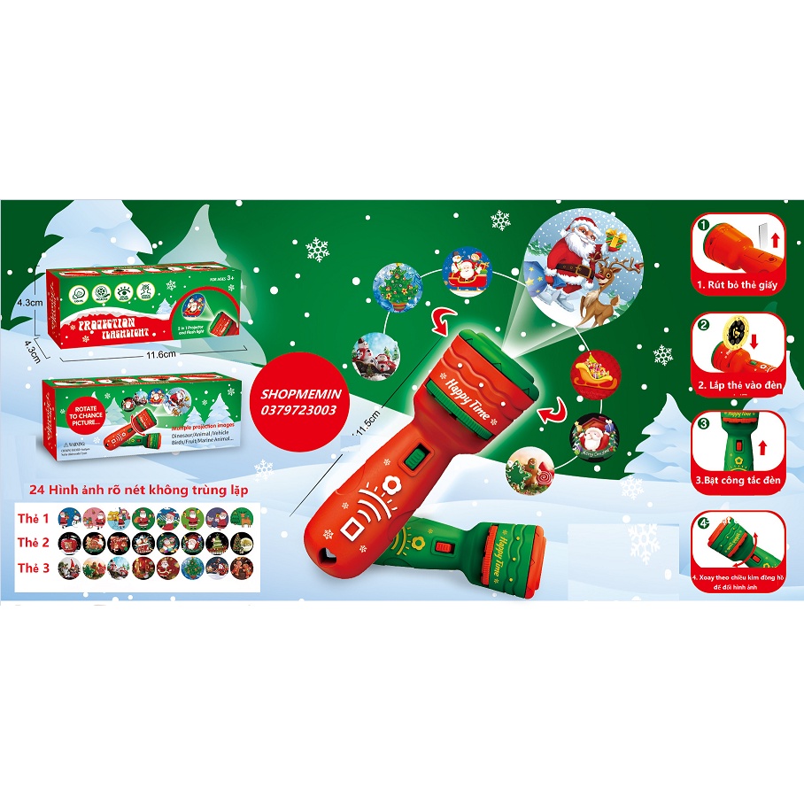 Đèn pin chiếu hình Noel cho bé