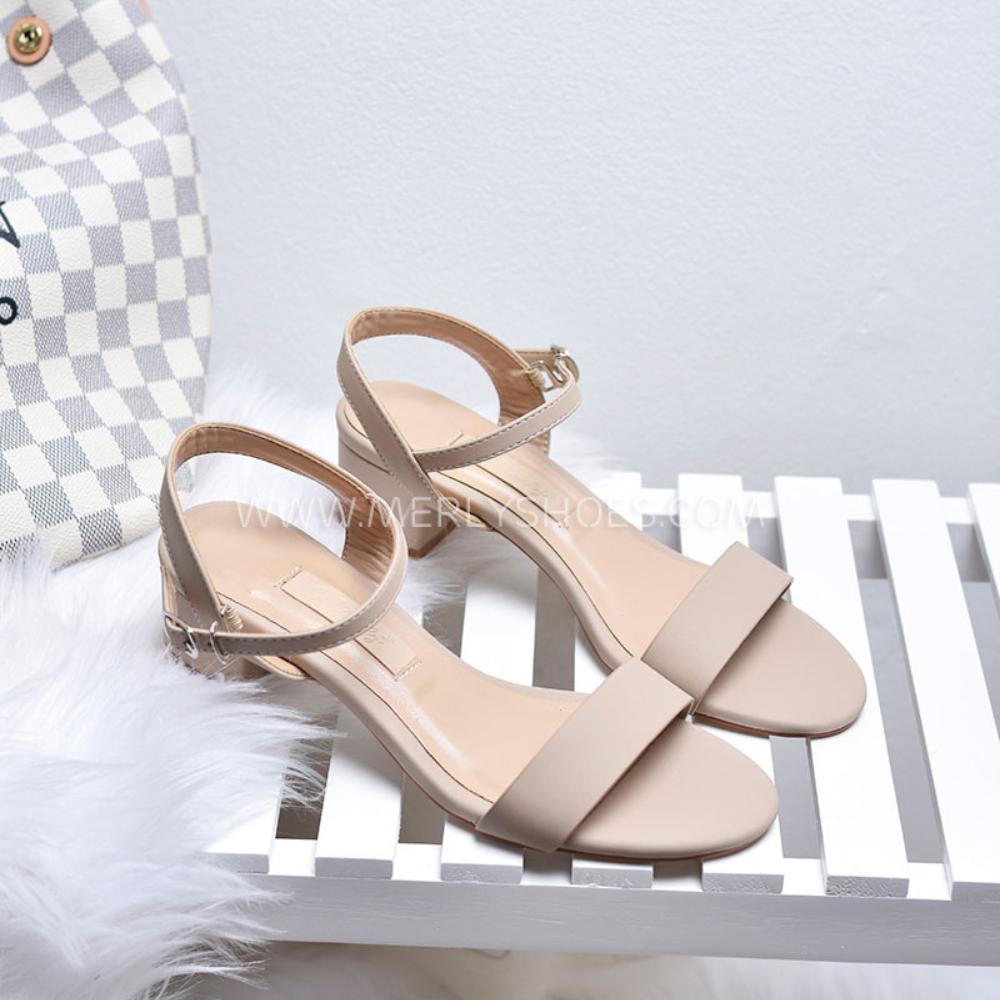 Giày xăng đan nữ quai ngang Merly 1226, Giày nữ gót 3p, Giày sandal