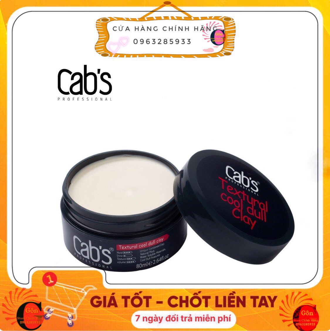 Tặng lược - sáp vuốt tóc cab's made in pháp sáp vuôt tóc 80g