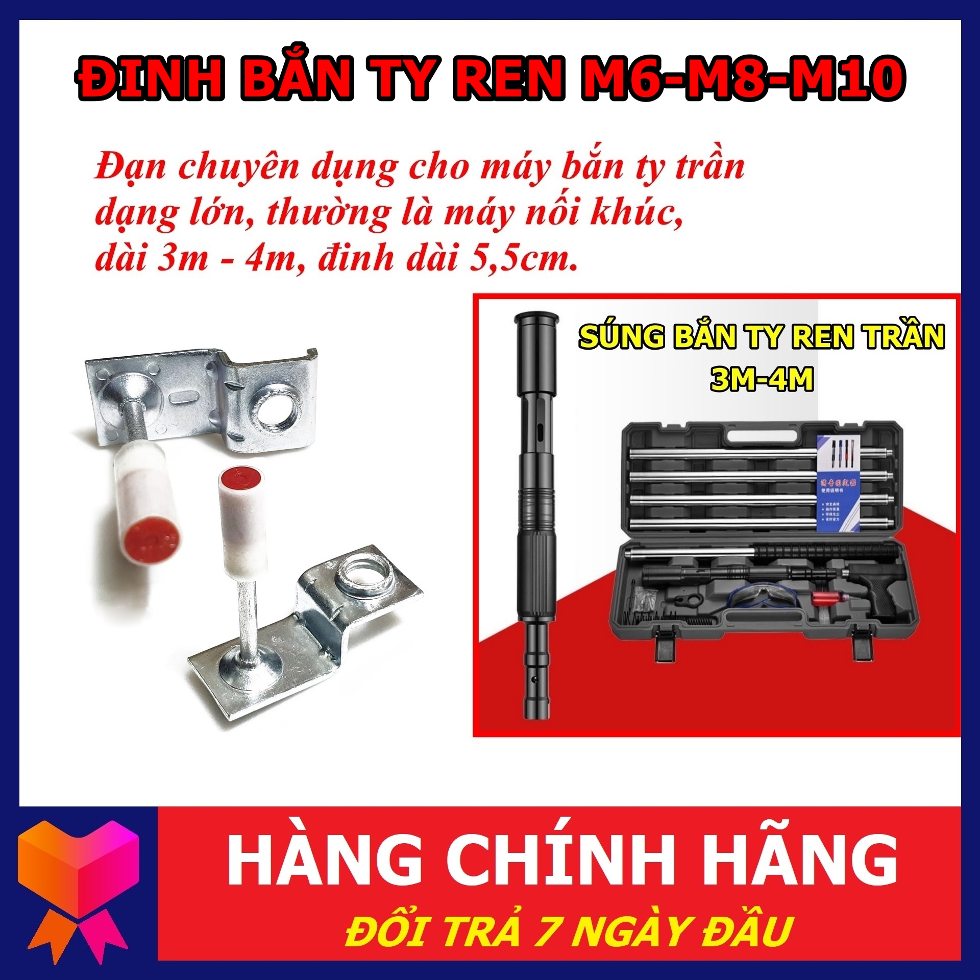 Đinh ty ren tiêu âm chuyên dùng cho trần thạch cao - Đinh tắc kê sắt nở M6 - M8 - M10