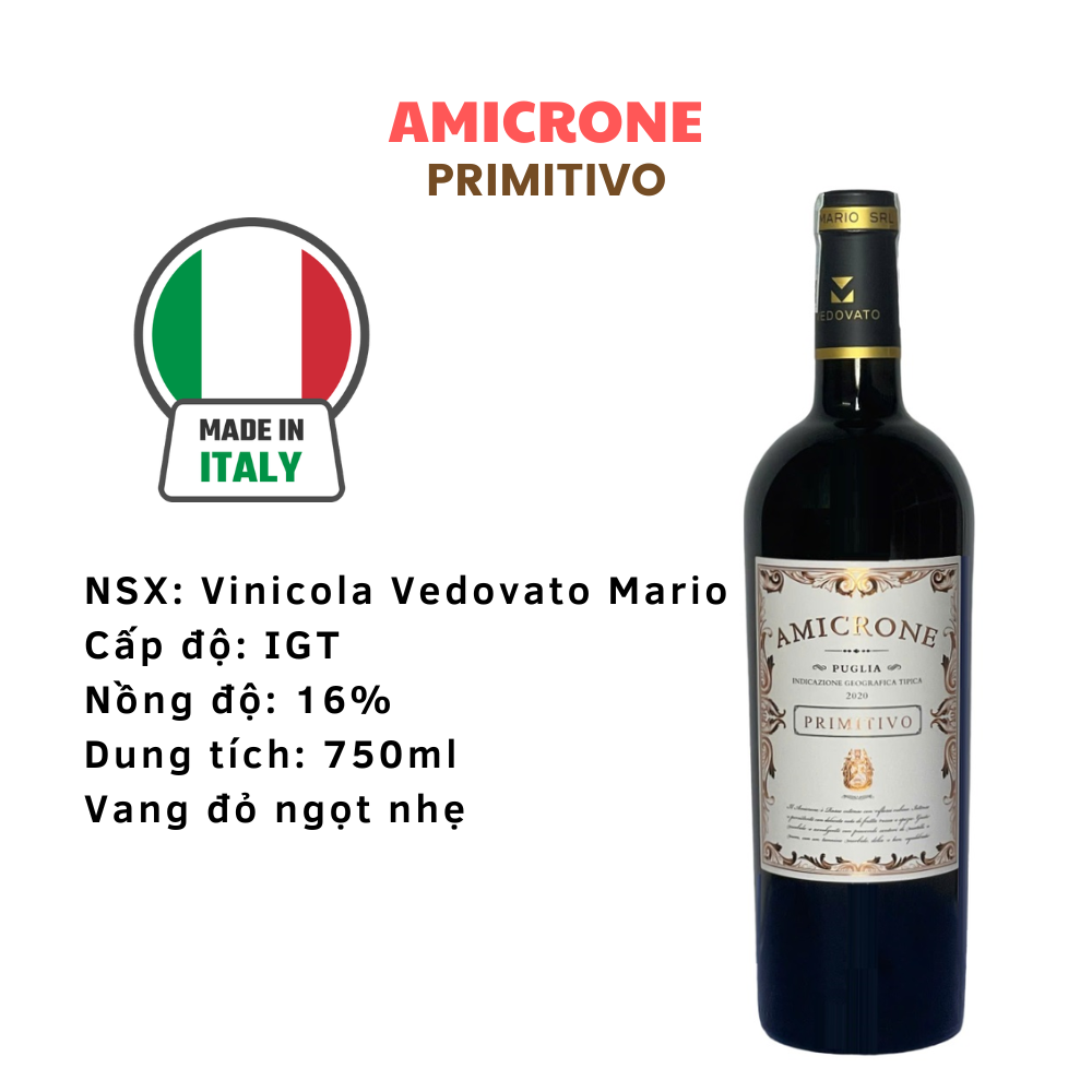 Vang Ngọt Amicrone 16% - Vang Ý