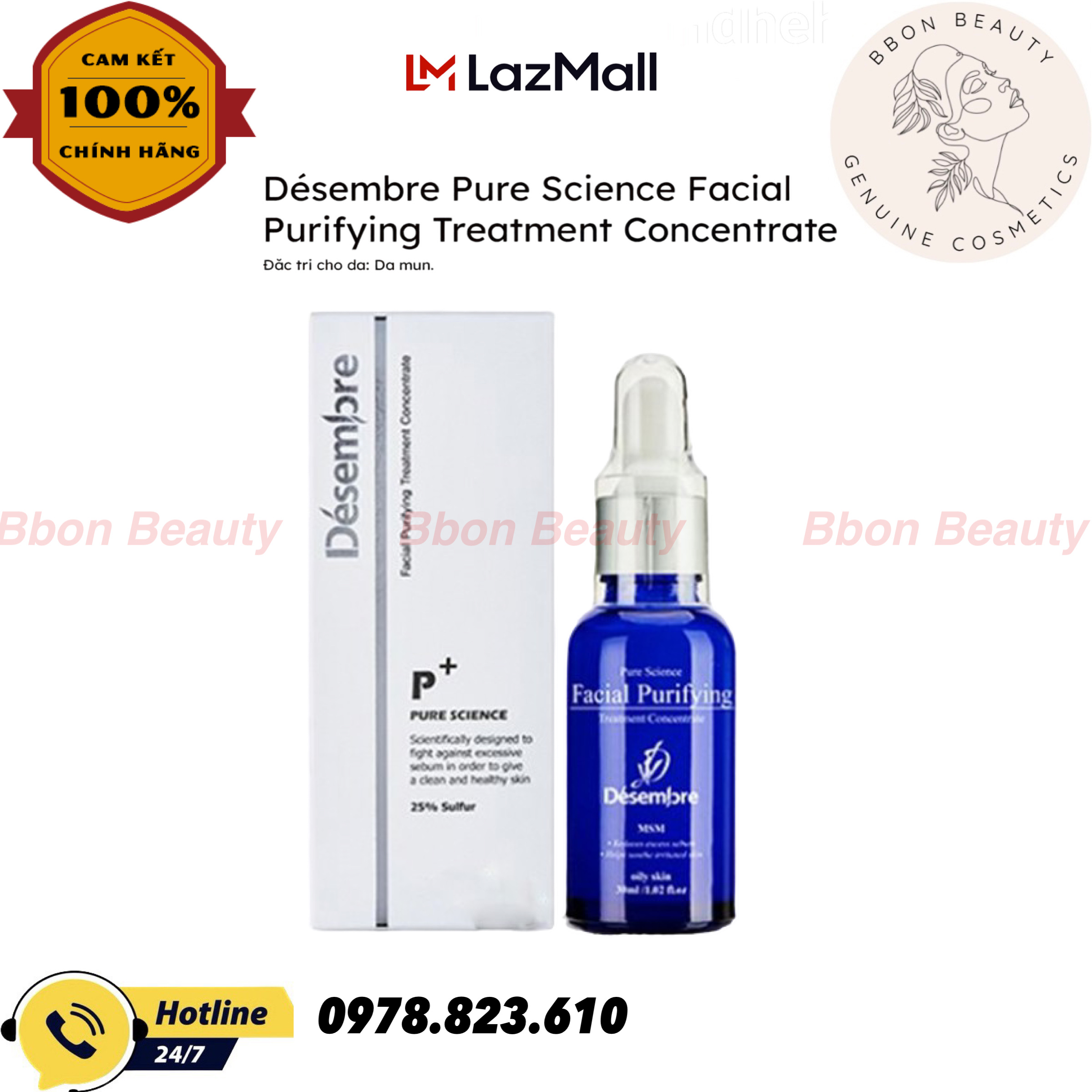 Tinh Chất Giảm Mụn DESEMBRE Purifying Treatment Concentrate 100ml - BBon Beauty Chính hãng