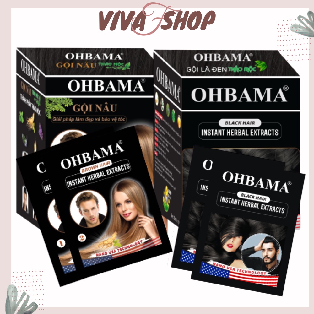 Bịch dầu gội nhuộm tóc ohbama black hair instant wash 20ml / gội là đen /gội nâu thảo mộc |dầu gội phụ bạc