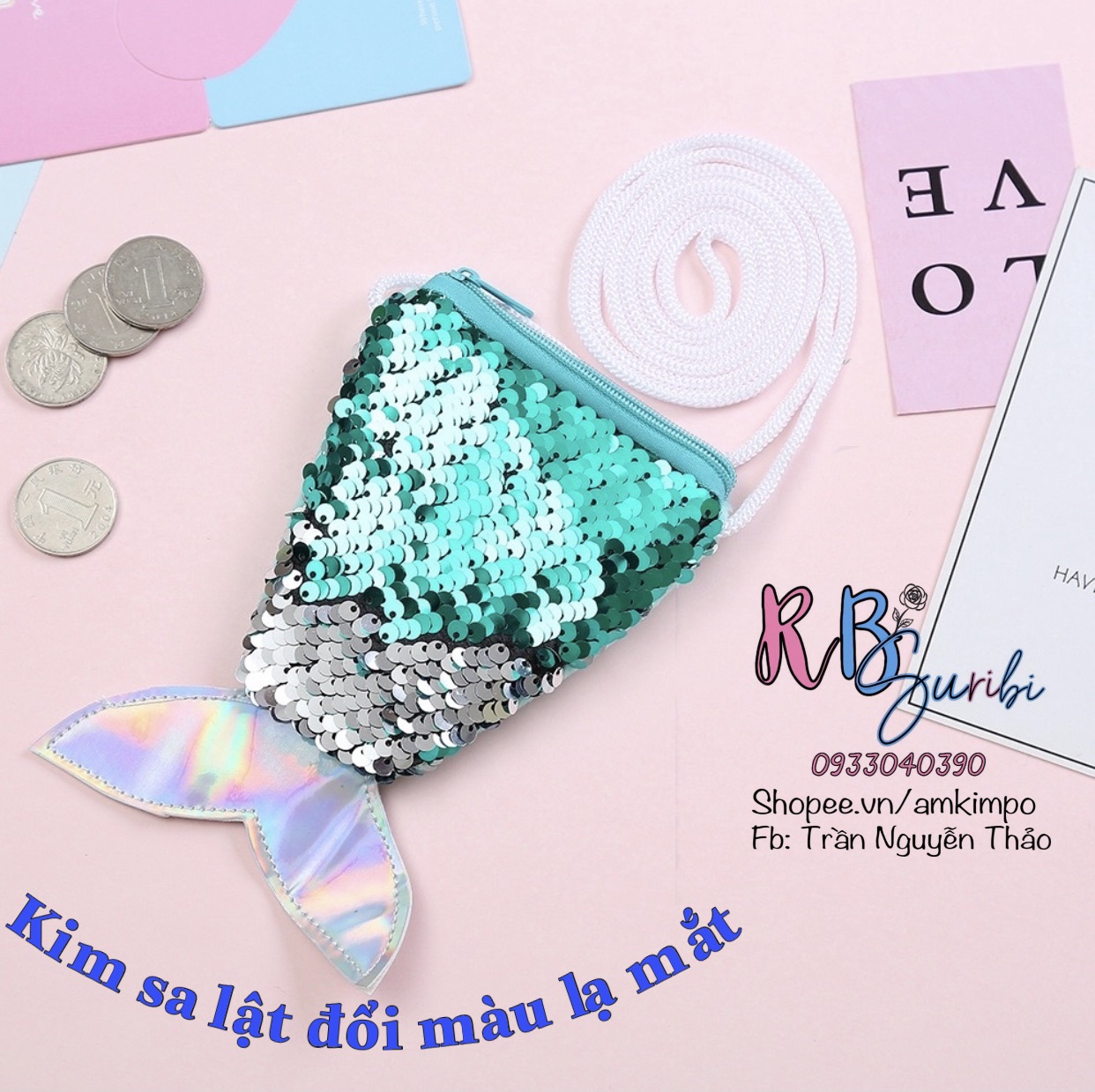 Túi đeo chéo kim sa vuốt đổi màu cho bé vừa đẹp vừa độc. Cam đoan 100% ảnh thật