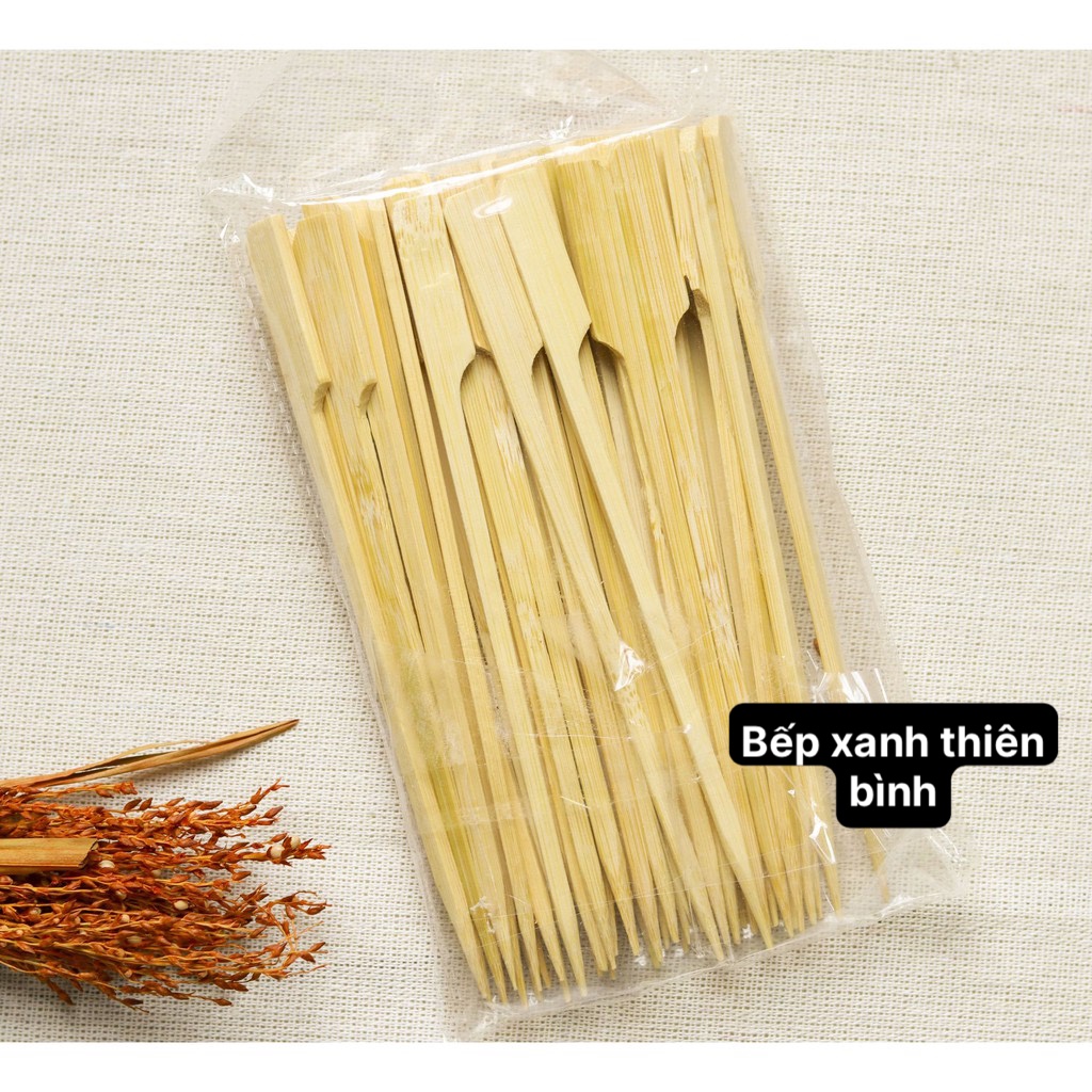 Set 200 xiên cờ xiên gỗ 9cm dùng xiên đồ nướng, trái cây, bánh tiện lợi- bếp xanh thiên bình