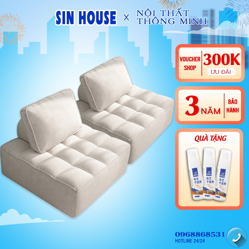 Ghế sofa, sofa phòng khách, ghế sofa đơn lông cừu điều chỉnh được tựa lưng