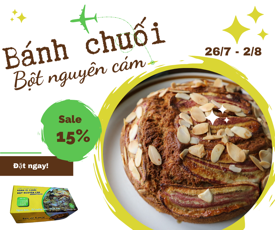 [HCM]Combo làm Bánh mì Chuối Bột Nguyên Cám - Banana Bread - Sén de Lavie - Set bột trộn sẵn, nguyên liệu và vật dụng làm bánh ngon và tiện lợi